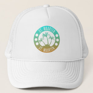 St. Maarten Ocean Aqua Blue Gradient Sint Martin Trucker Hat