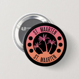 St. Maarten Pink and Coral Gradient Sint Martin 6 Cm Round Badge