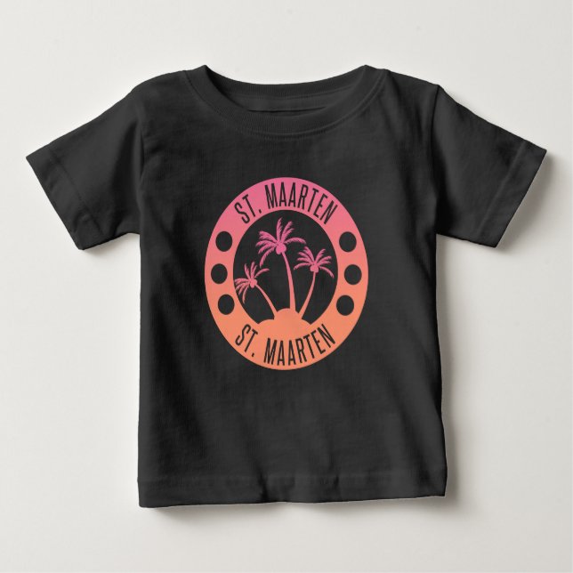 St. Maarten Pink and Coral Gradient Sint Martin Baby T-Shirt (Front)