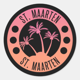 St. Maarten Pink and Coral Gradient Sint Martin Classic Round Sticker