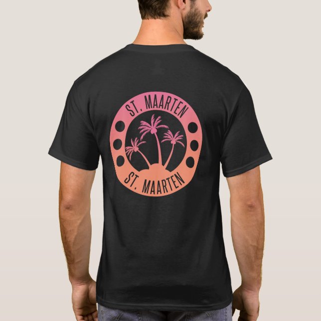 St. Maarten Pink and Coral Gradient Sint Martin T-Shirt (Back)