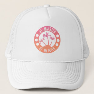 St. Maarten Pink and Coral Gradient Sint Martin Trucker Hat