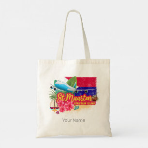 St. Maarten Retro Caribbean Vintage Island Plane Tote Bag