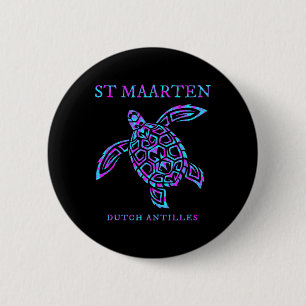 St. Maarten Sea Turtle Boys Girls Womens Vacation 6 Cm Round Badge