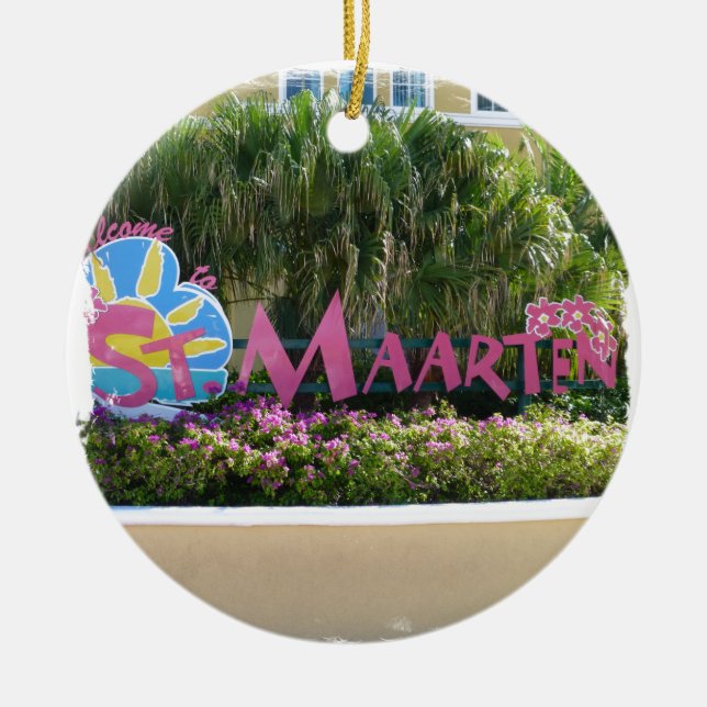 St. Maarten Sign Ceramic Tree Decoration (Front)