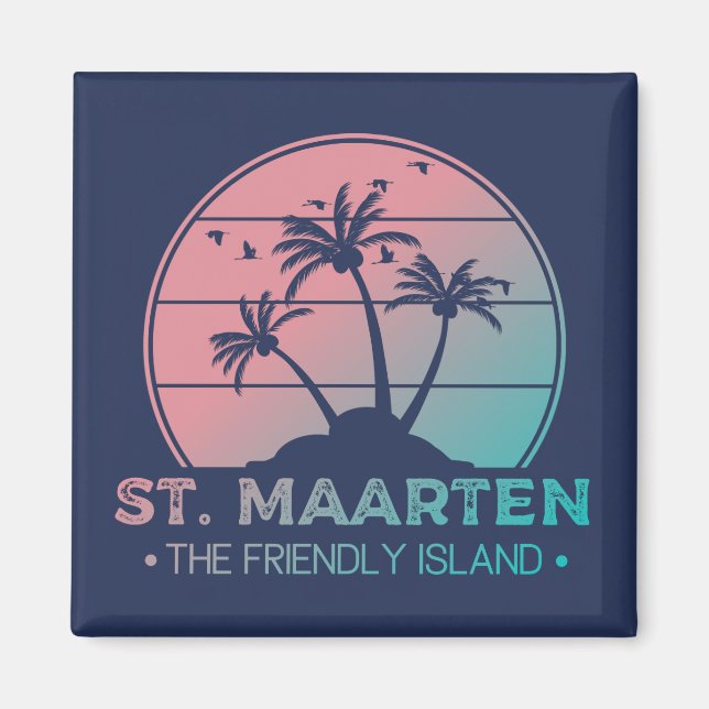 St. Maarten | Sint Martin Retro Gradient Magnet (Front)
