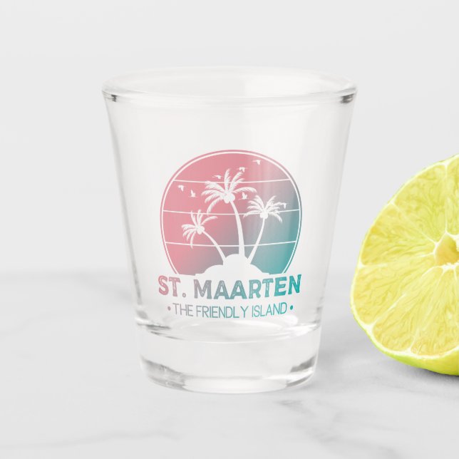 St. Maarten | Sint Martin Retro Gradient Shot Glass (Front)