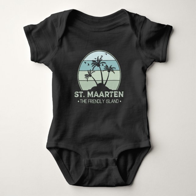 St. Maarten The friendly Island retro Sint Martin Baby Bodysuit (Front)