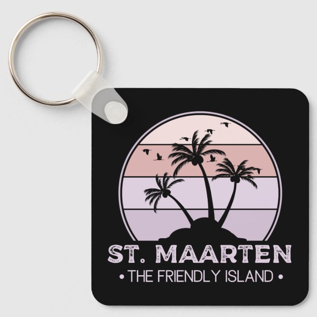 St. Maarten The friendly Island retro Sint Martin Key Ring (Front)