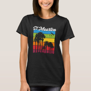 St Maarten Vacation Souvenir Rainbow Palm Trees Cr T-Shirt