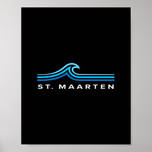 St Maarten Waves Vintage Mens Womens Girls Boys So Poster