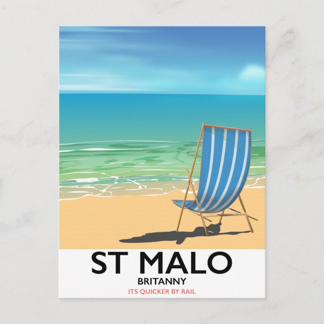 St Malo, Britanny Beach poster Postcard (Front)