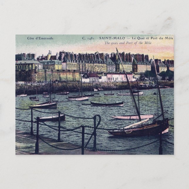 St Malo France Seaport Postcard (Front)
