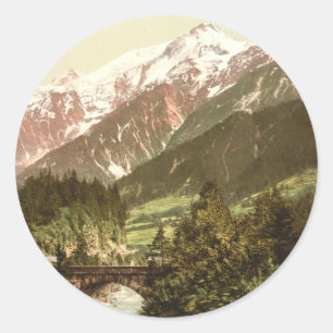 St Marie Bridge, Chamonix Valley, France Classic Round Sticker
