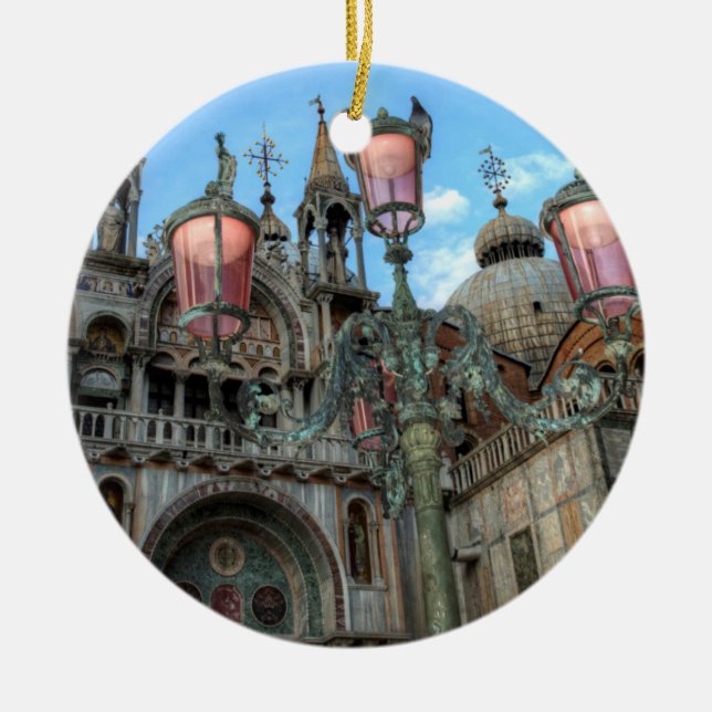 St. Marks and Lamp, Venice, Italy Ceramic Tree Decoration (Front)