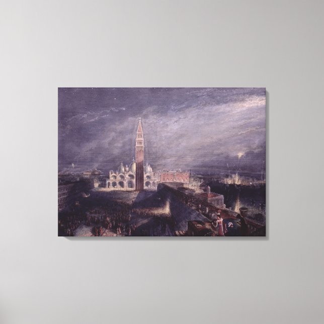 St. Mark's Place, Venice (Moonlight) engraved by G Canvas Print (Front)