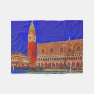 St Mark's Square Piazzetta painting Fleece Blanket