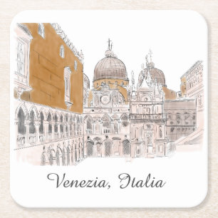 St. Marks Square Venice Italy Classic Illustration Paper Coaster