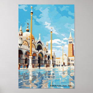 St Marks Square Venice Italy Vintage Travel Poster