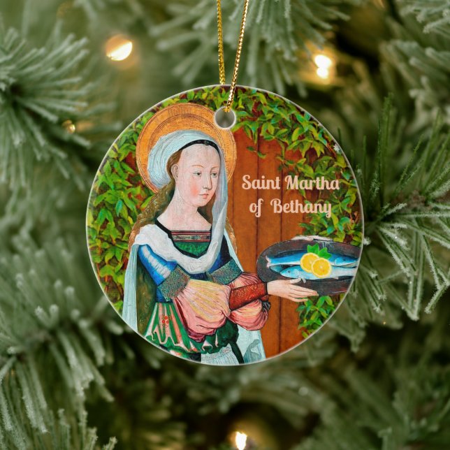 St. Martha of Bethany in Her Kitchen (Detail) Ceramic Tree Decoration (Tree)