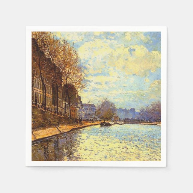 St Martin Canal by Sisley Impressionist Painting Napkin (Front)