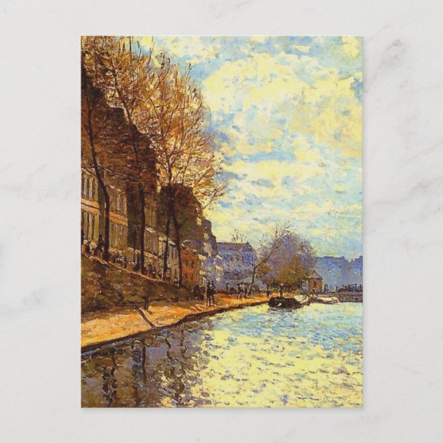 St Martin Canal by Sisley Impressionist Painting Postcard (Front)