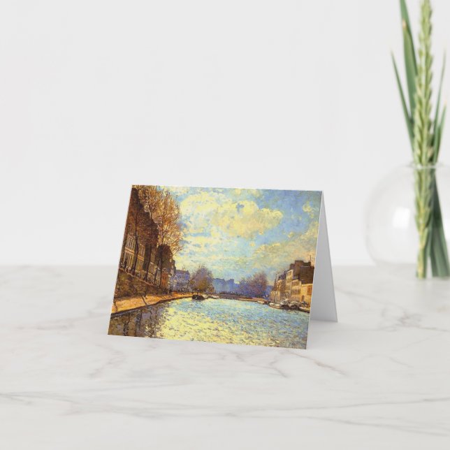 St Martin Canal by Sisley Impressionist Painting Thank You Card (Front)