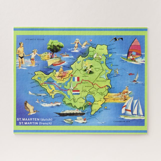 St Martin Island 16x20 Map  Jigsaw Puzzle (Horizontal)