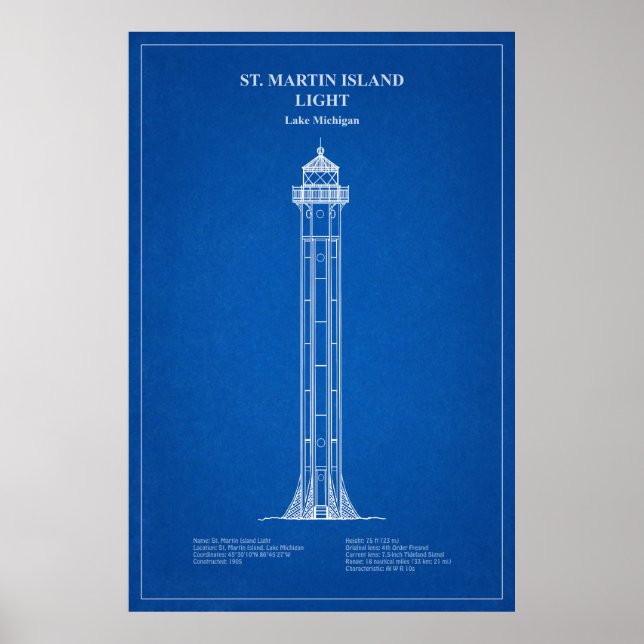 St. Martin Island Lighthouse - Michigan – AD Poster (Front)