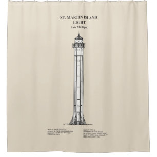 St. Martin Island Lighthouse - Michigan - SBD Shower Curtain