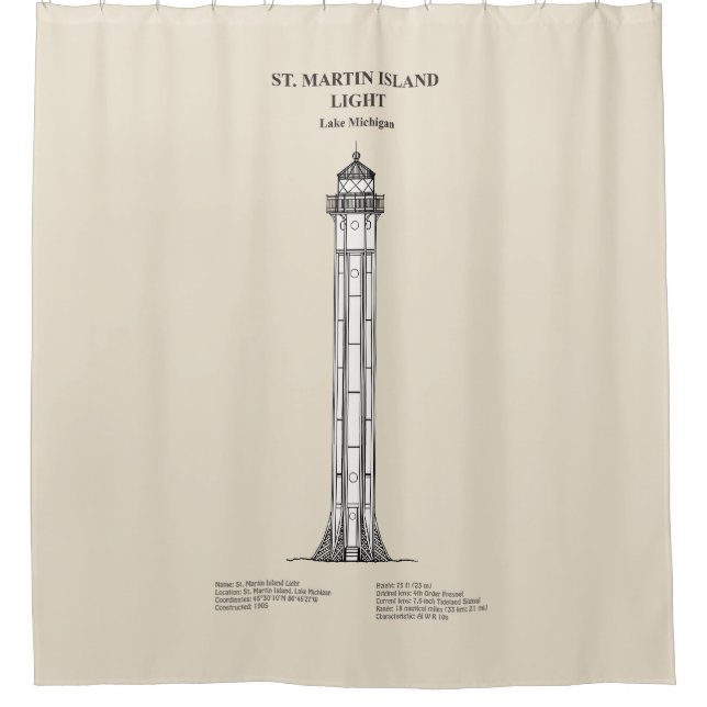 St. Martin Island Lighthouse - Michigan - SBD Shower Curtain (Front)