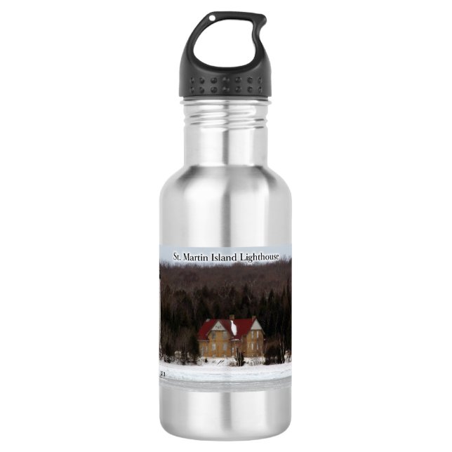 St. Martin Island Lighthouse water bottle (Front)