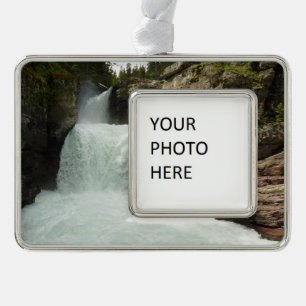 St. Mary Falls I at Glacier National Park Silver Plated Framed Ornament