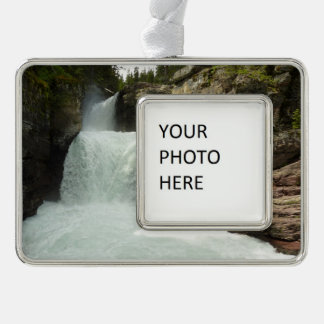 St. Mary Falls I at Glacier National Park Silver Plated Framed Ornament