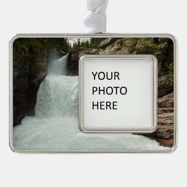 St. Mary Falls I at Glacier National Park Silver Plated Framed Ornament (Front)