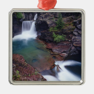 St Mary Falls in Glacier National Park in Metal Tree Decoration