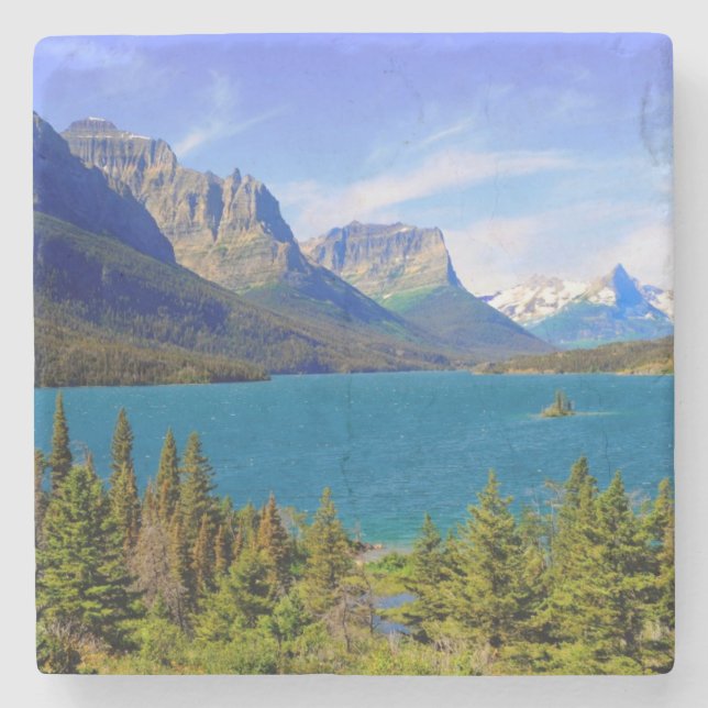 St. Mary Lake,  Glacier National Park,  Montana Stone Coaster (Front)