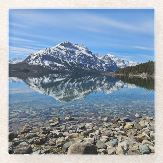 St Mary Lake Glass Coaster (Front)