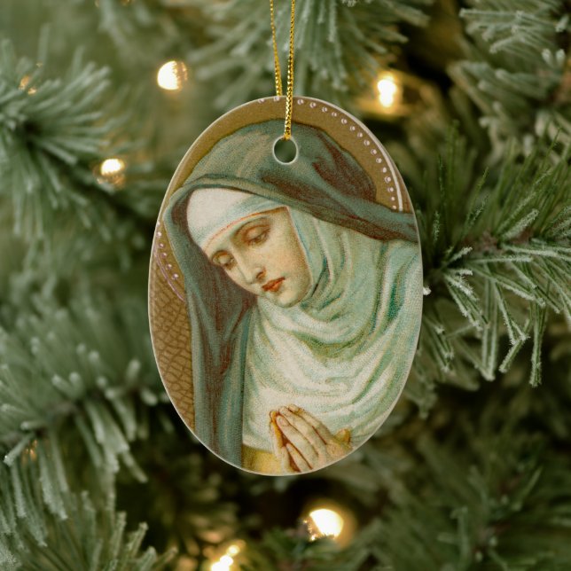 St. Mary Magdalene de Pazzi (JM 45) Oval Ceramic Tree Decoration (Tree)