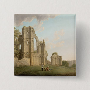 St Mary's Abbey, York, c.1778 (oil on canvas) 15 Cm Square Badge