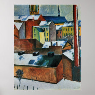 St. Mary's Church in the snow by August Macke Poster