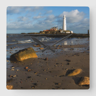 St. Mary'S Island Whitley, England Square Wall Clock
