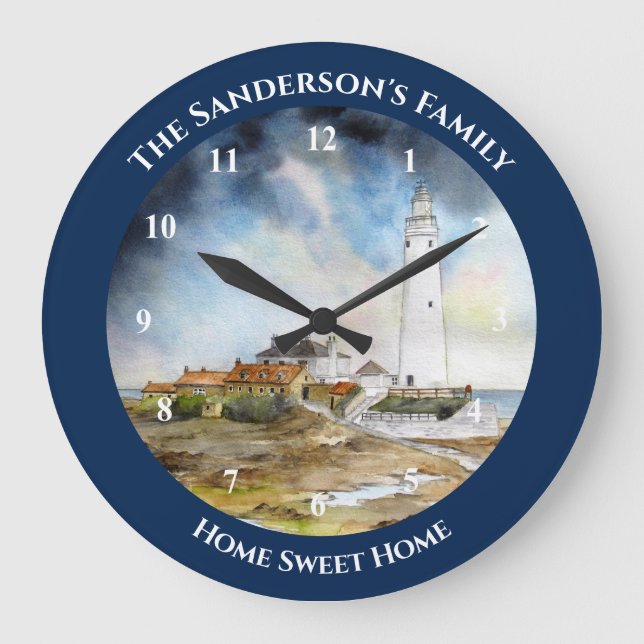St Marys Lighthouse Whitley Bay North East England Large Clock (Front)