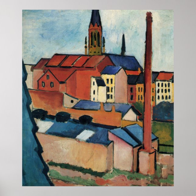 St. Marys with Houses and chimney by August Macke Poster (Front)