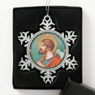 St. Matthias the Apostle (JMAS 09) Snowflake Pewter Christmas Ornament