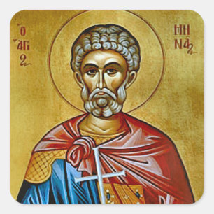 St. Menas of Egypt Orthodox Christian Icon Square Sticker