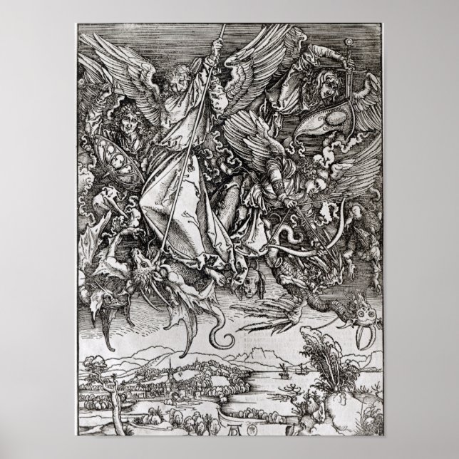 St. Michael and the Dragon, from a Latin Poster (Front)