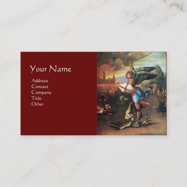 St Michael and the Dragon ,red Business Card (Front)
