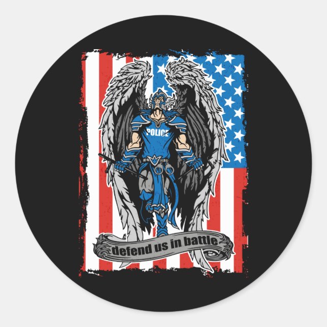 St. Michael Angel Defend Us in Battle Classic Round Sticker (Front)