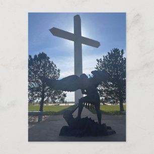 St. Michael Angel Statue at Giant Cross Postcard